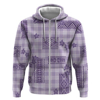 Hawaiian Quilt Tapa On Lilac Palaka Motifs Hoodie LT7 Zip Hoodie Lilac - Polynesian Pride