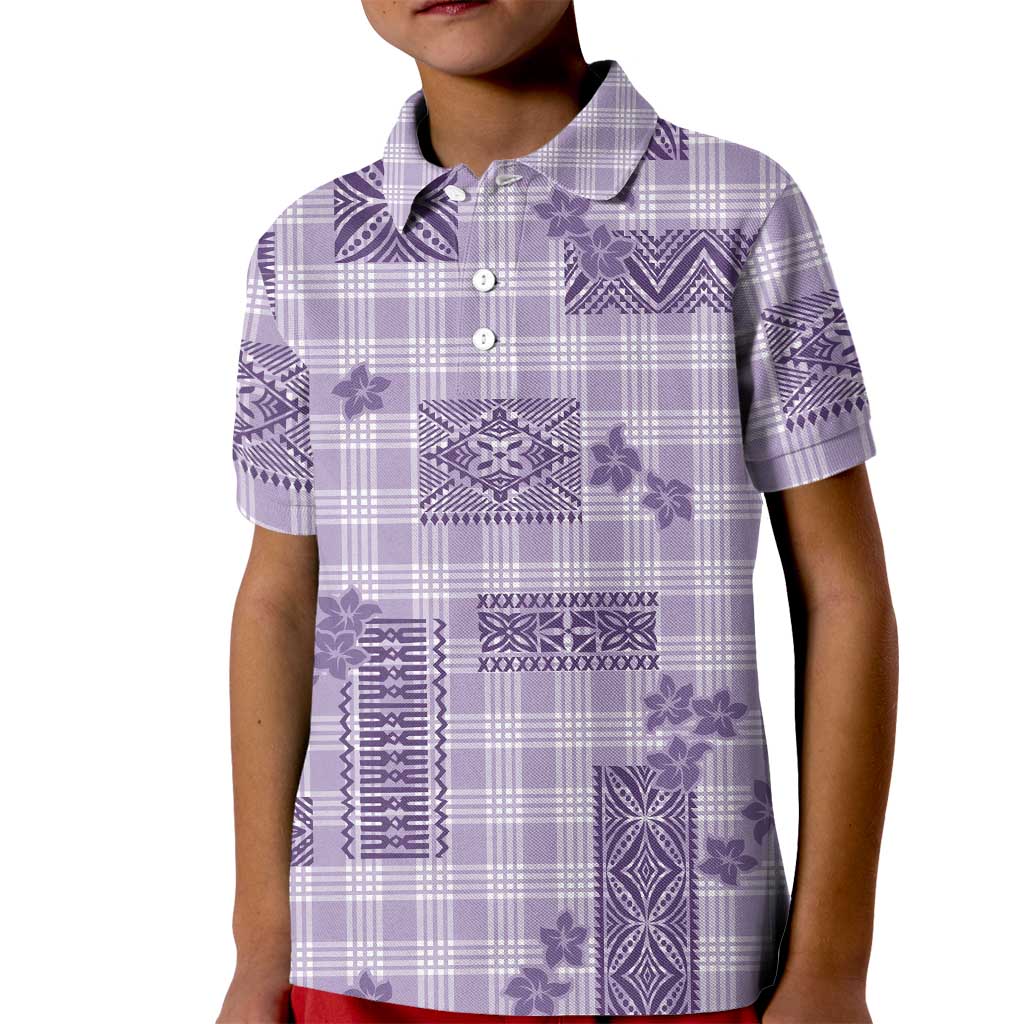Hawaiian Quilt Tapa On Lilac Palaka Motifs Kid Polo Shirt LT7 Kid Lilac - Polynesian Pride