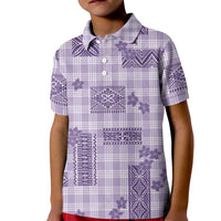 Hawaiian Quilt Tapa On Lilac Palaka Motifs Kid Polo Shirt LT7 Kid Lilac - Polynesian Pride