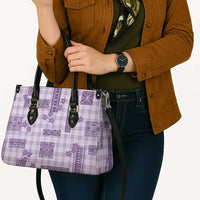 Hawaiian Quilt Tapa On Lilac Palaka Motifs Leather Bag LT7 - Polynesian Pride