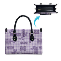 Hawaiian Quilt Tapa On Lilac Palaka Motifs Leather Bag LT7 - Polynesian Pride