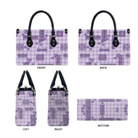 Hawaiian Quilt Tapa On Lilac Palaka Motifs Leather Bag LT7 - Polynesian Pride