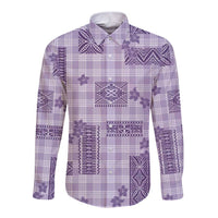 Hawaiian Quilt Tapa On Lilac Palaka Motifs Long Sleeve Button Shirt LT7 Unisex Lilac - Polynesian Pride