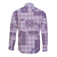 Hawaiian Quilt Tapa On Lilac Palaka Motifs Long Sleeve Button Shirt LT7 - Polynesian Pride