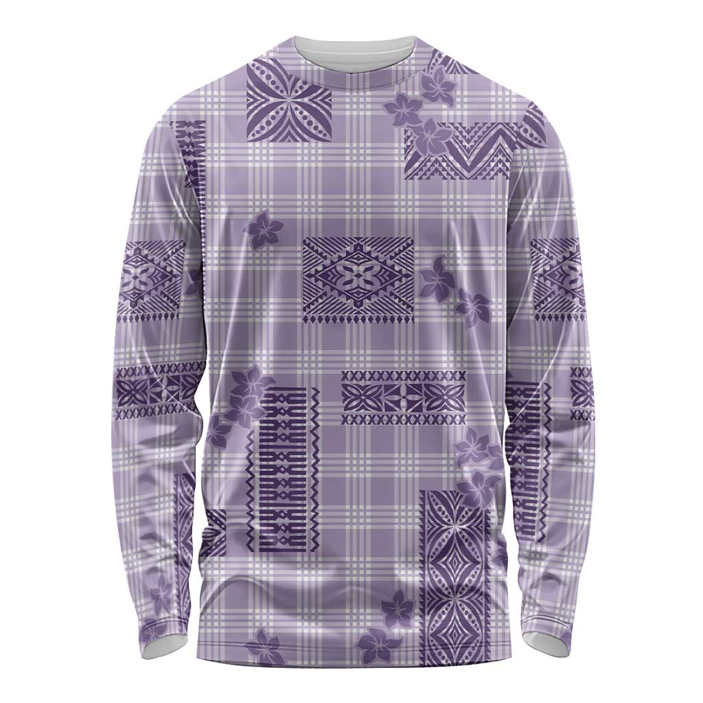 Hawaiian Quilt Tapa On Lilac Palaka Motifs Long Sleeve Shirt LT7 Unisex Lilac - Polynesian Pride