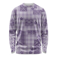 Hawaiian Quilt Tapa On Lilac Palaka Motifs Long Sleeve Shirt LT7 Unisex Lilac - Polynesian Pride