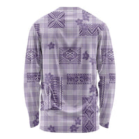 Hawaiian Quilt Tapa On Lilac Palaka Motifs Long Sleeve Shirt LT7 - Polynesian Pride