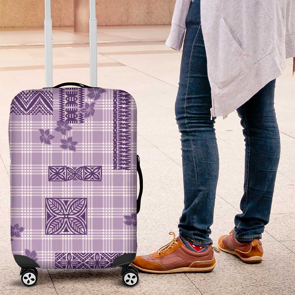 Hawaiian Quilt Tapa On Lilac Palaka Motifs Luggage Cover LT7 Lilac - Polynesian Pride