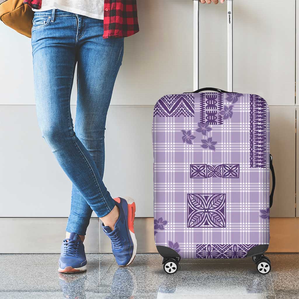Hawaiian Quilt Tapa On Lilac Palaka Motifs Luggage Cover LT7 - Polynesian Pride