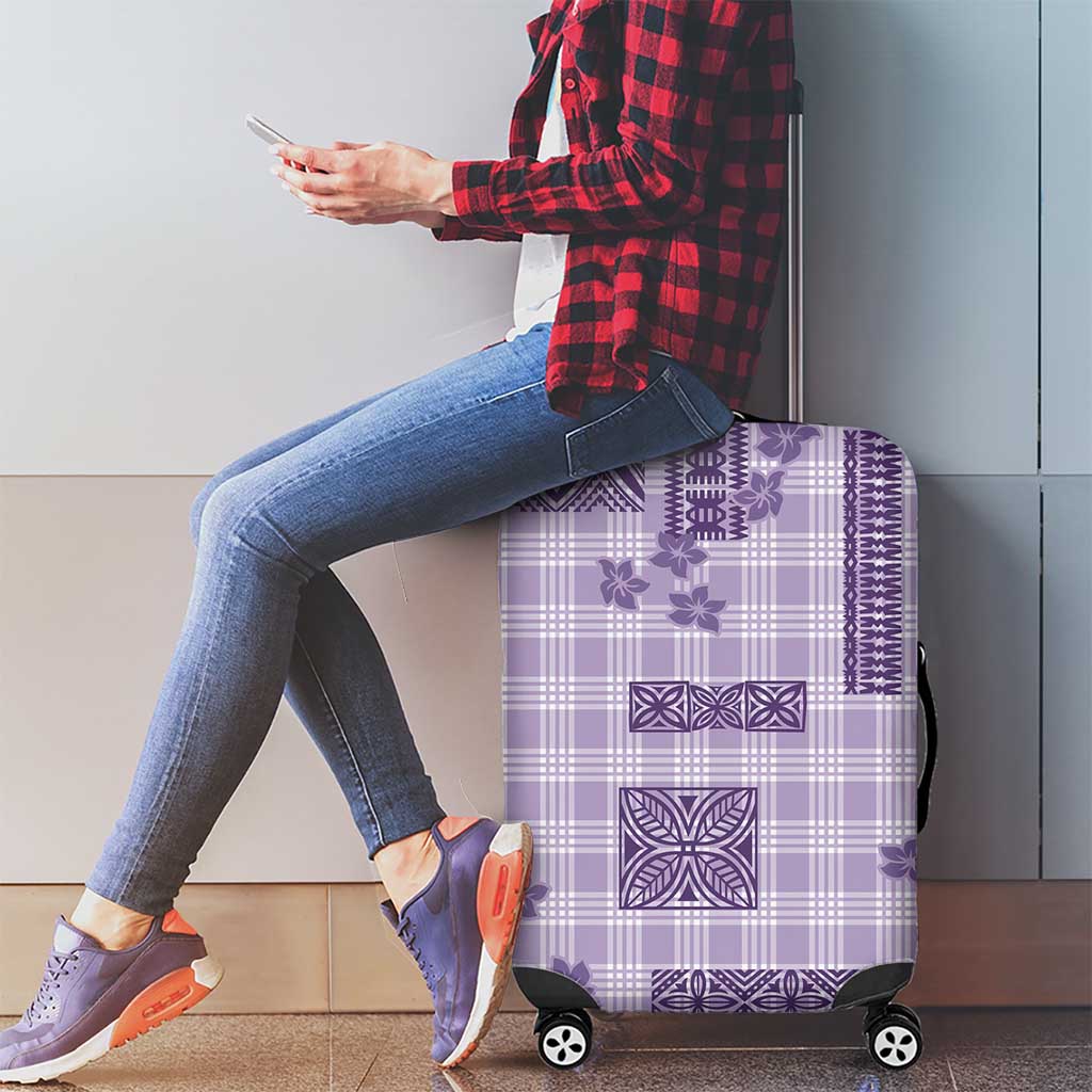 Hawaiian Quilt Tapa On Lilac Palaka Motifs Luggage Cover LT7 - Polynesian Pride