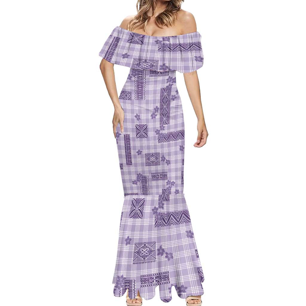 Hawaiian Quilt Tapa On Lilac Palaka Motifs Mermaid Dress