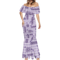 Hawaiian Quilt Tapa On Lilac Palaka Motifs Mermaid Dress