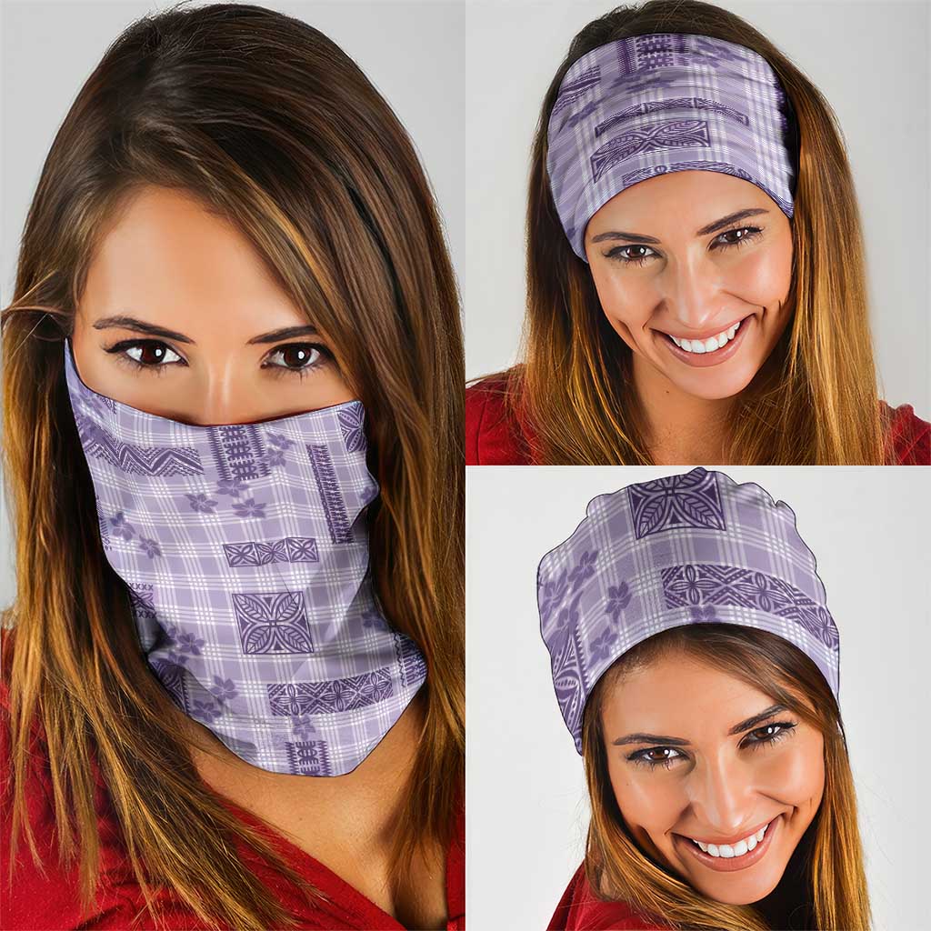 Hawaiian Quilt Tapa On Lilac Palaka Motifs Neck Gaiter LT7 - Polynesian Pride
