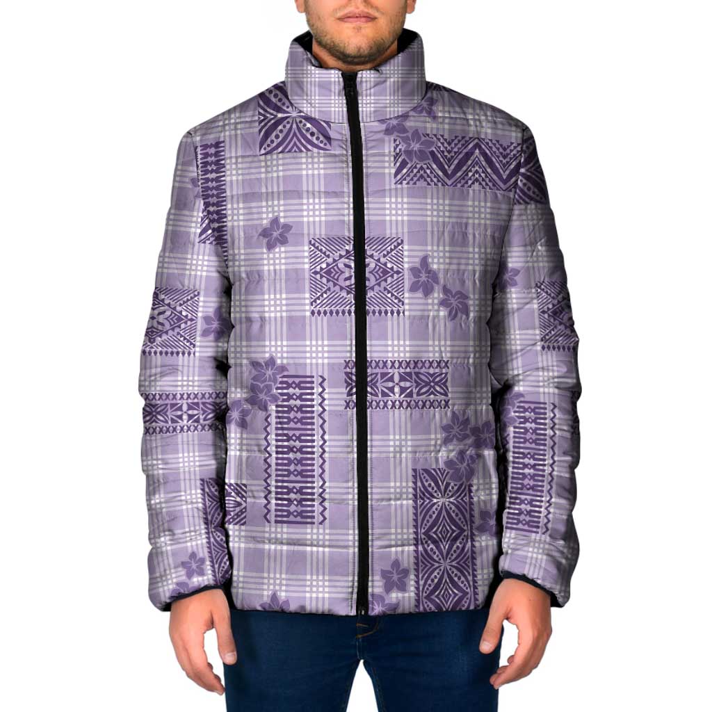 Hawaiian Quilt Tapa On Lilac Palaka Motifs Padded Jacket LT7 Men Lilac - Polynesian Pride