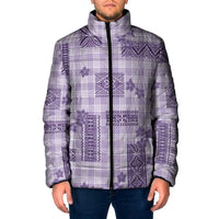 Hawaiian Quilt Tapa On Lilac Palaka Motifs Padded Jacket LT7 Men Lilac - Polynesian Pride