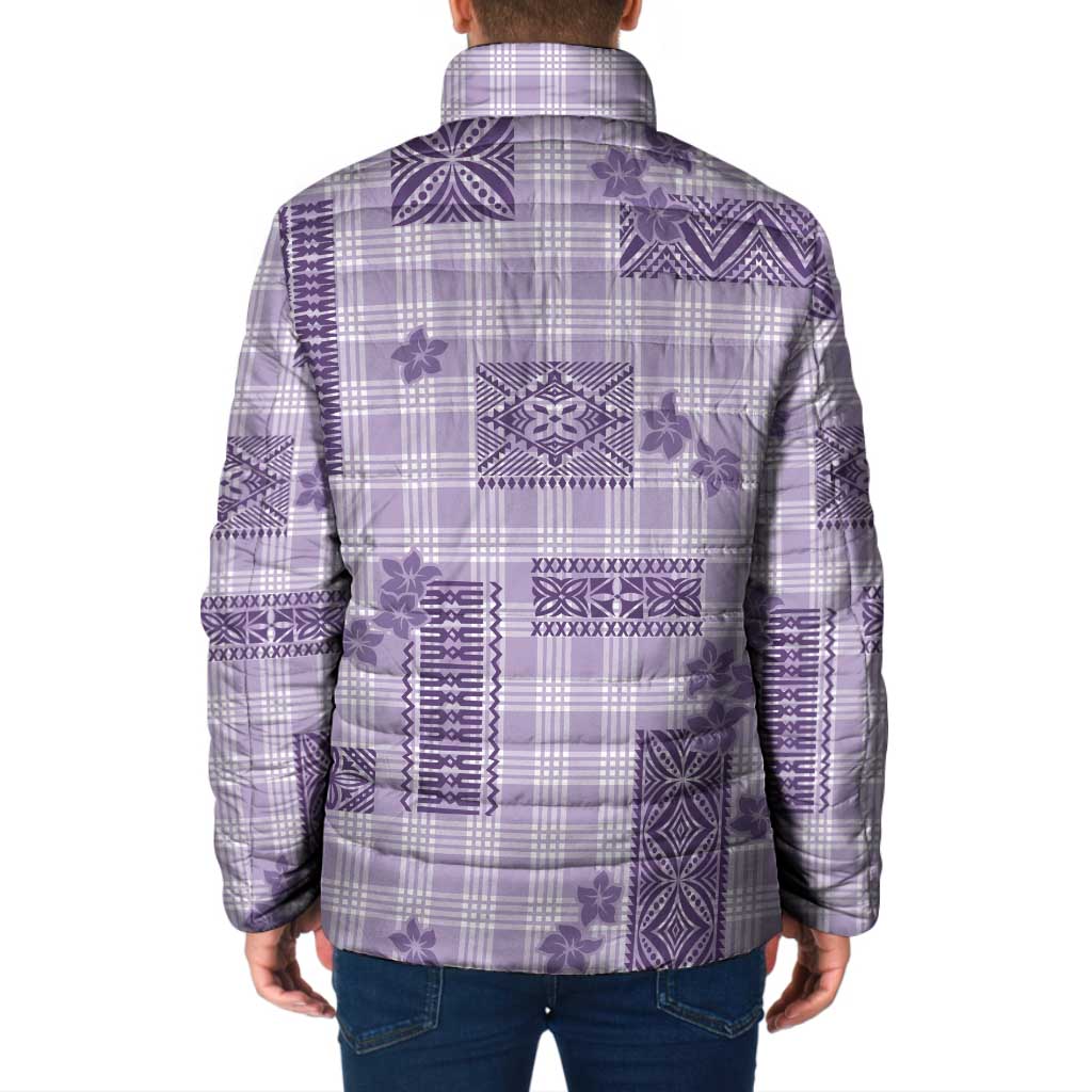 Hawaiian Quilt Tapa On Lilac Palaka Motifs Padded Jacket LT7 - Polynesian Pride