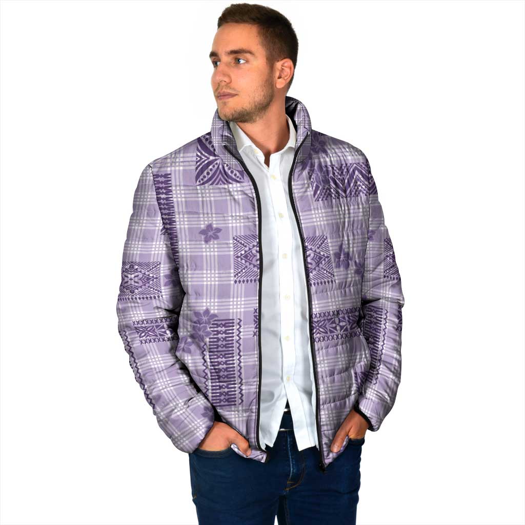 Hawaiian Quilt Tapa On Lilac Palaka Motifs Padded Jacket LT7 - Polynesian Pride