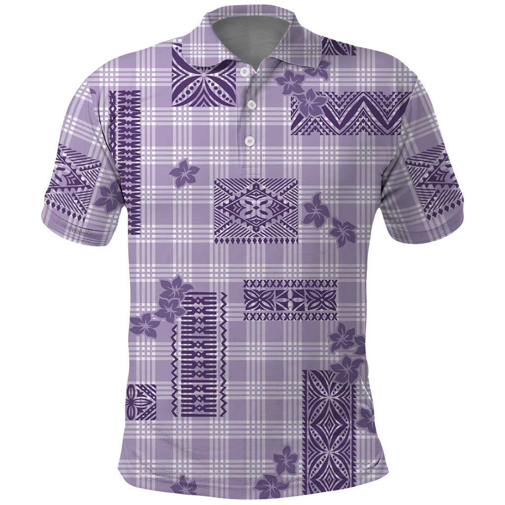 Hawaiian Quilt Tapa On Lilac Palaka Motifs Polo Shirt LT7 Lilac - Polynesian Pride