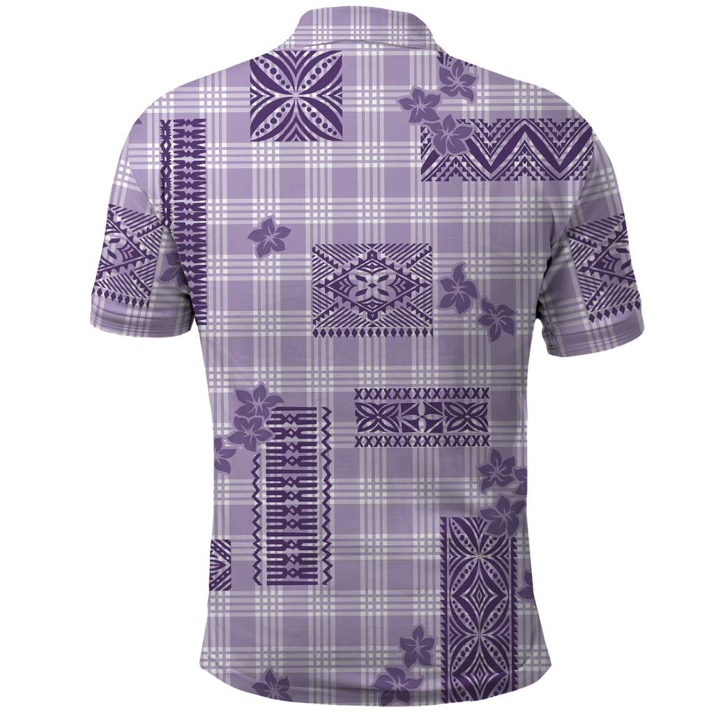 Hawaiian Quilt Tapa On Lilac Palaka Motifs Polo Shirt LT7 - Polynesian Pride