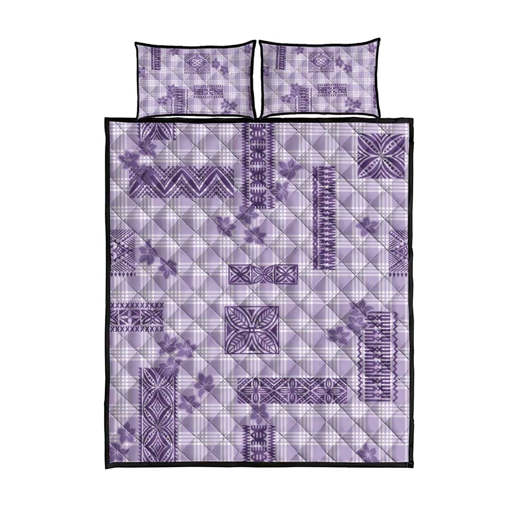 Hawaiian Quilt Tapa On Lilac Palaka Motifs Quilt Bed Set LT7 - Polynesian Pride