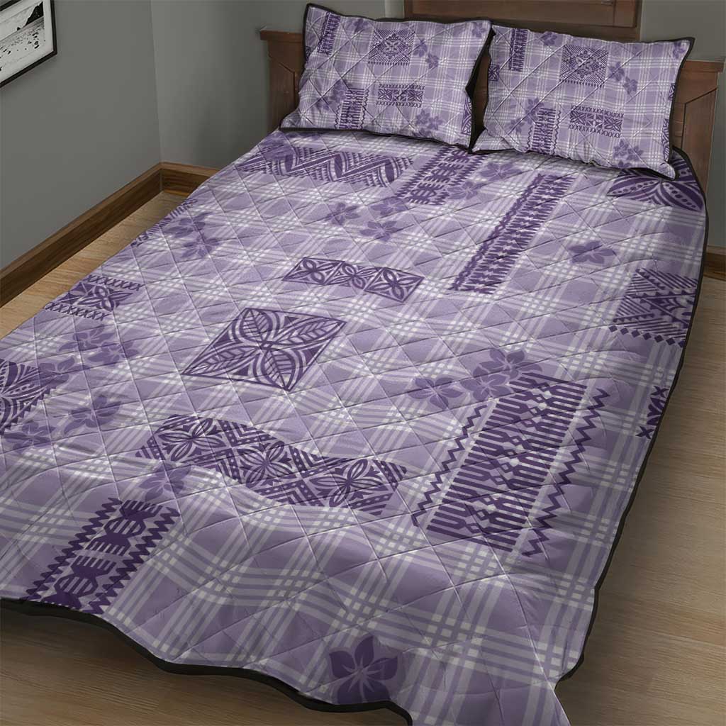 Hawaiian Quilt Tapa On Lilac Palaka Motifs Quilt Bed Set LT7 - Polynesian Pride