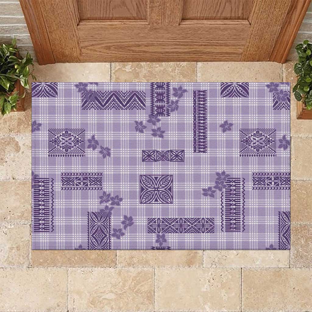 Hawaiian Quilt Tapa On Lilac Palaka Motifs Rubber Doormat LT7 Lilac - Polynesian Pride