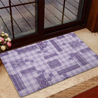 Hawaiian Quilt Tapa On Lilac Palaka Motifs Rubber Doormat LT7 - Polynesian Pride