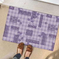 Hawaiian Quilt Tapa On Lilac Palaka Motifs Rubber Doormat LT7 - Polynesian Pride