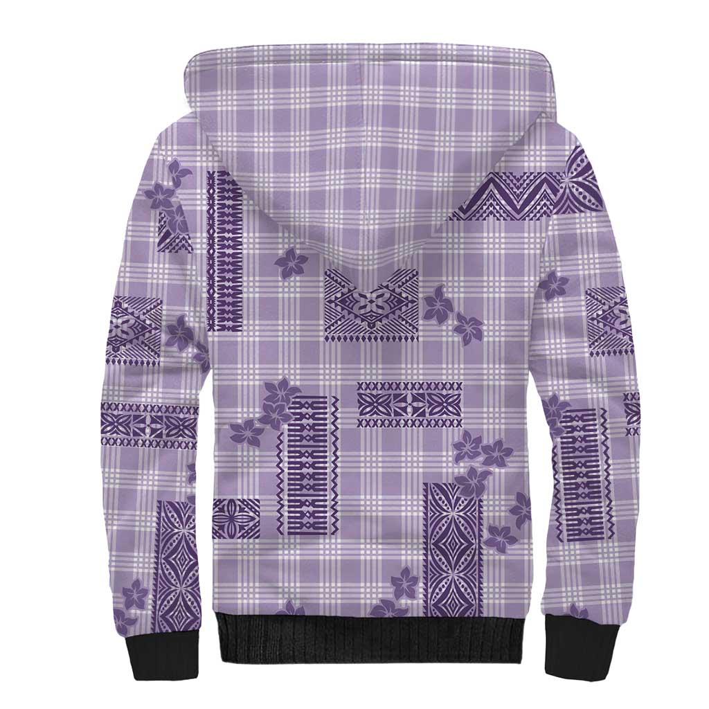 Hawaiian Quilt Tapa On Lilac Palaka Motifs Sherpa Hoodie LT7 - Polynesian Pride