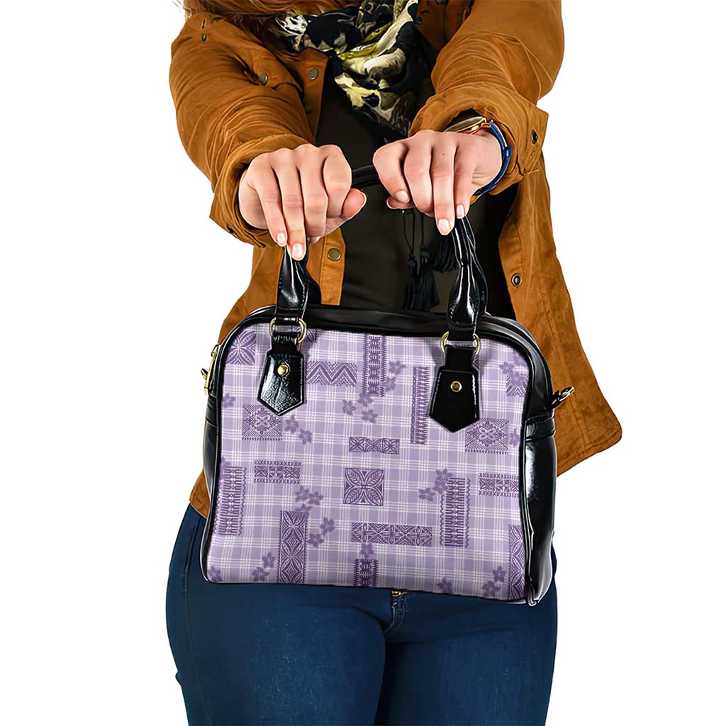 Hawaiian Quilt Tapa On Lilac Palaka Motifs Shoulder Handbag LT7 One Size Lilac - Polynesian Pride