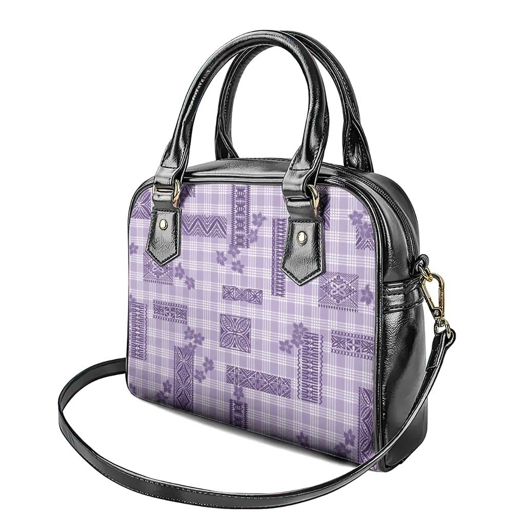 Hawaiian Quilt Tapa On Lilac Palaka Motifs Shoulder Handbag LT7 - Polynesian Pride