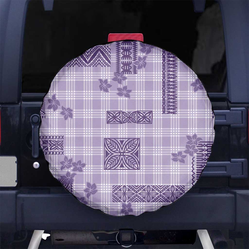 Hawaiian Quilt Tapa On Lilac Palaka Motifs Spare Tire Cover LT7 No hole Lilac - Polynesian Pride