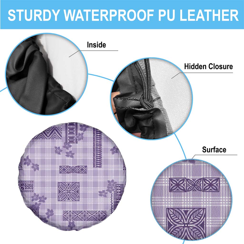 Hawaiian Quilt Tapa On Lilac Palaka Motifs Spare Tire Cover LT7 - Polynesian Pride