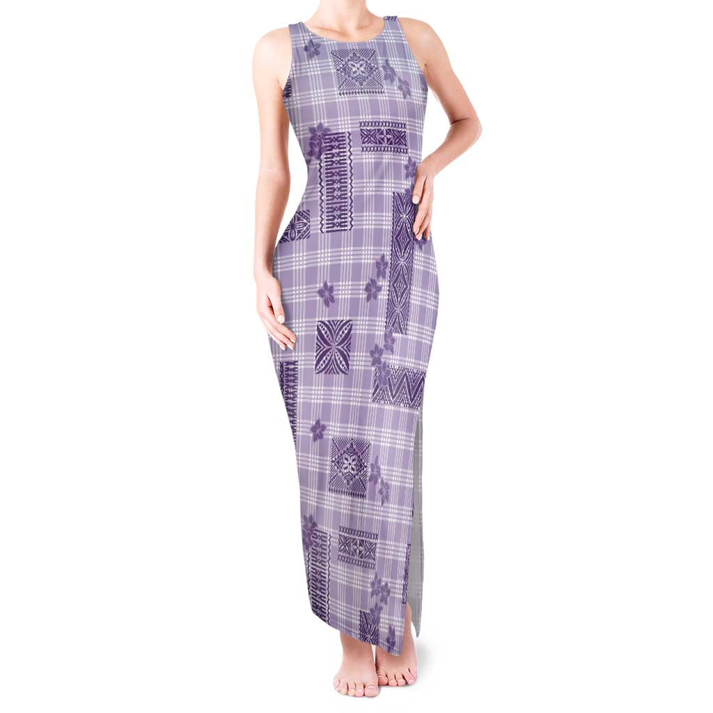 Hawaiian Quilt Tapa On Lilac Palaka Motifs Tank Maxi Dress LT7 Women Lilac - Polynesian Pride