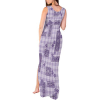 Hawaiian Quilt Tapa On Lilac Palaka Motifs Tank Maxi Dress LT7 - Polynesian Pride