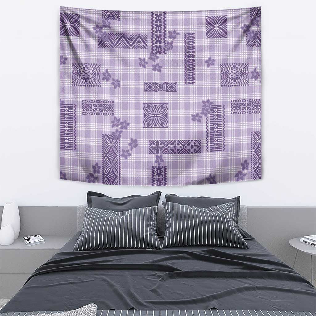Hawaiian Quilt Tapa On Lilac Palaka Motifs Tapestry LT7 - Polynesian Pride