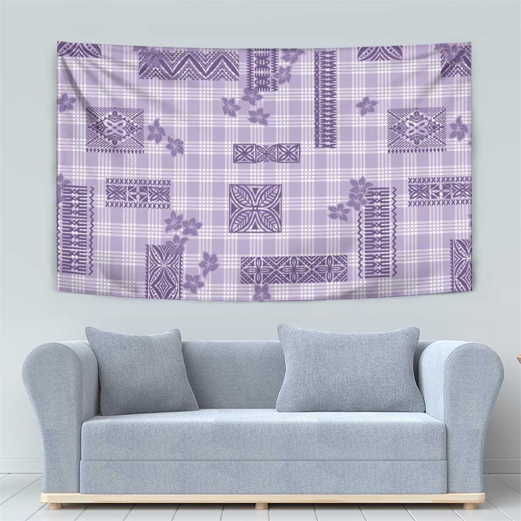 Hawaiian Quilt Tapa On Lilac Palaka Motifs Tapestry LT7 - Polynesian Pride