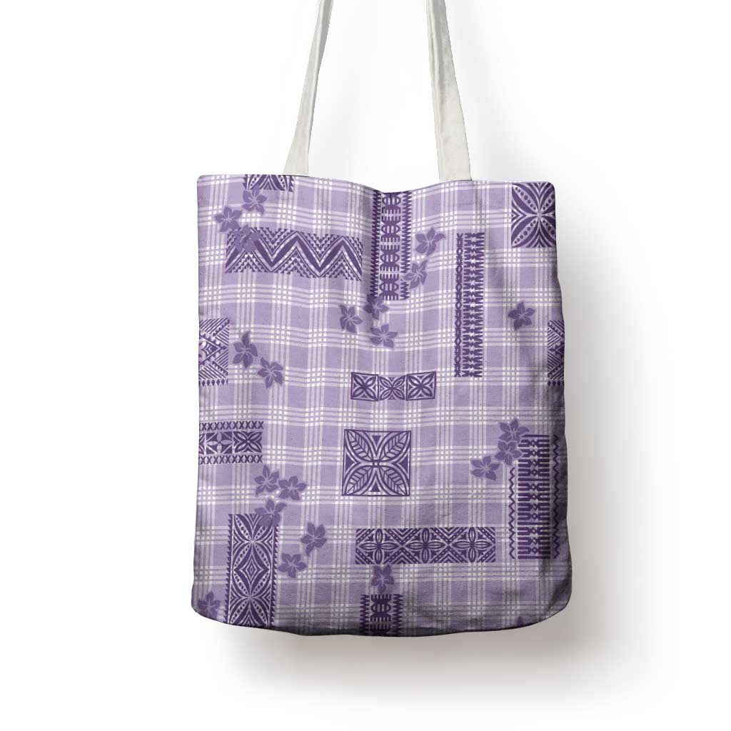 Hawaiian Quilt Tapa On Lilac Palaka Motifs Tote Bag LT7 - Polynesian Pride
