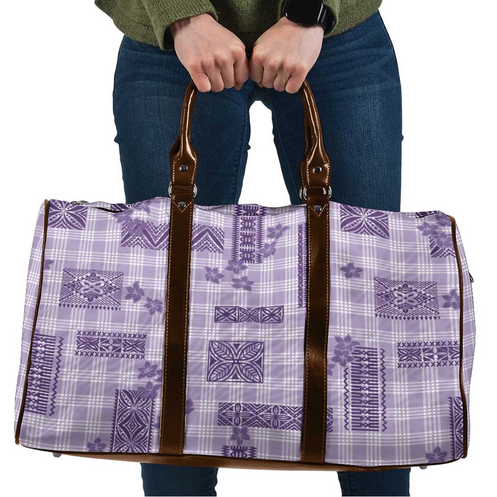 Hawaiian Quilt Tapa On Lilac Palaka Motifs Travel Bag LT7 Lilac - Polynesian Pride