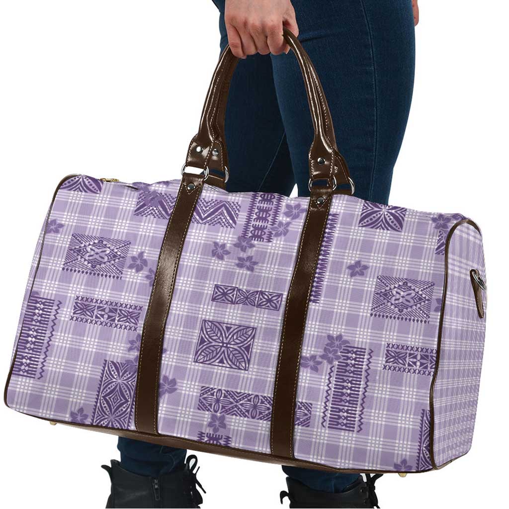 Hawaiian Quilt Tapa On Lilac Palaka Motifs Travel Bag LT7 - Polynesian Pride