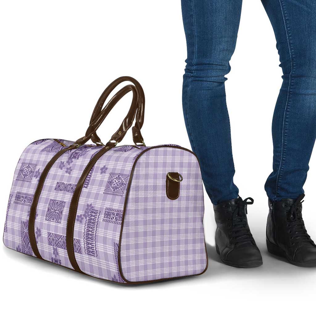 Hawaiian Quilt Tapa On Lilac Palaka Motifs Travel Bag LT7 - Polynesian Pride