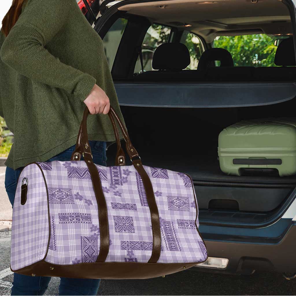 Hawaiian Quilt Tapa On Lilac Palaka Motifs Travel Bag LT7 - Polynesian Pride