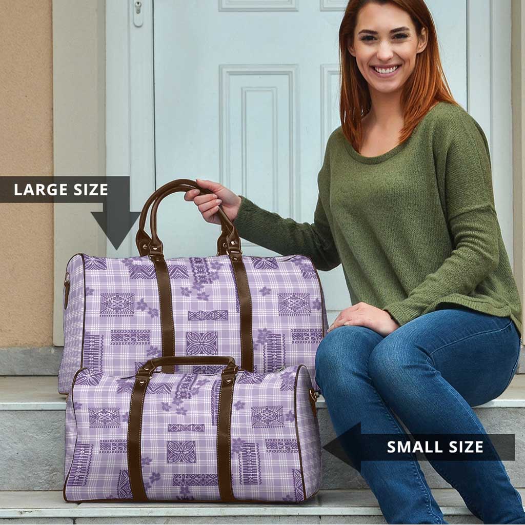 Hawaiian Quilt Tapa On Lilac Palaka Motifs Travel Bag LT7 - Polynesian Pride