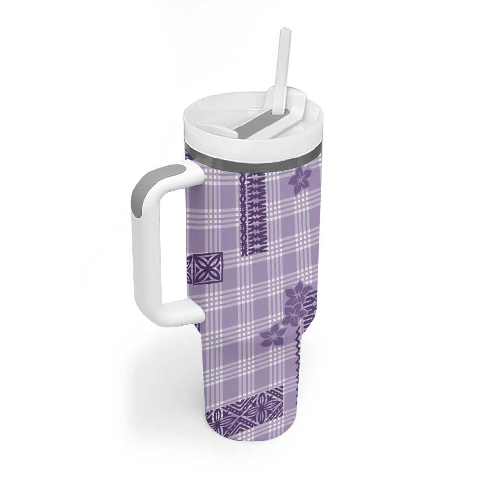 Hawaiian Quilt Tapa On Lilac Palaka Motifs Tumbler With Handle LT7 - Polynesian Pride