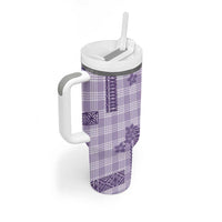 Hawaiian Quilt Tapa On Lilac Palaka Motifs Tumbler With Handle LT7 - Polynesian Pride