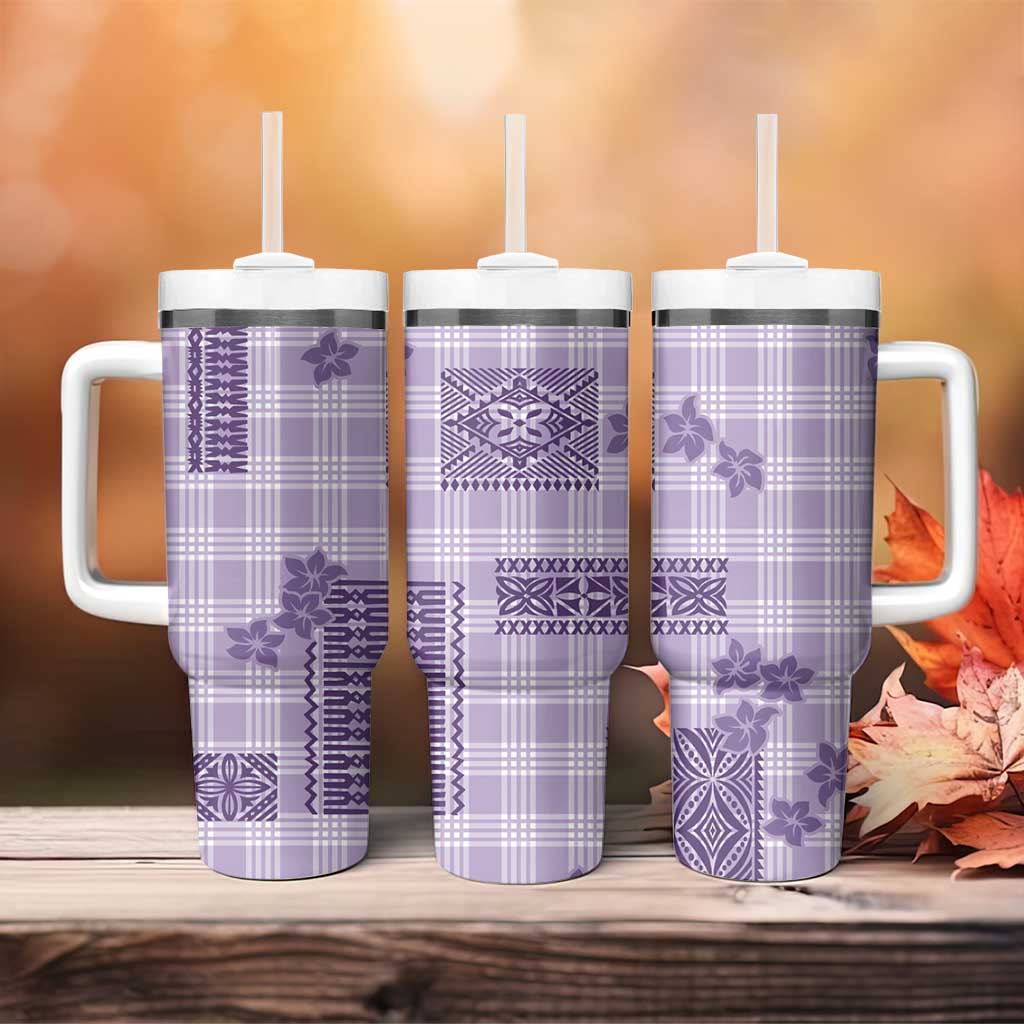 Hawaiian Quilt Tapa On Lilac Palaka Motifs Tumbler With Handle LT7 - Polynesian Pride