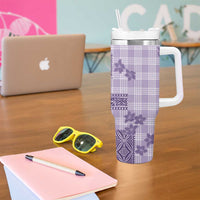 Hawaiian Quilt Tapa On Lilac Palaka Motifs Tumbler With Handle LT7 - Polynesian Pride