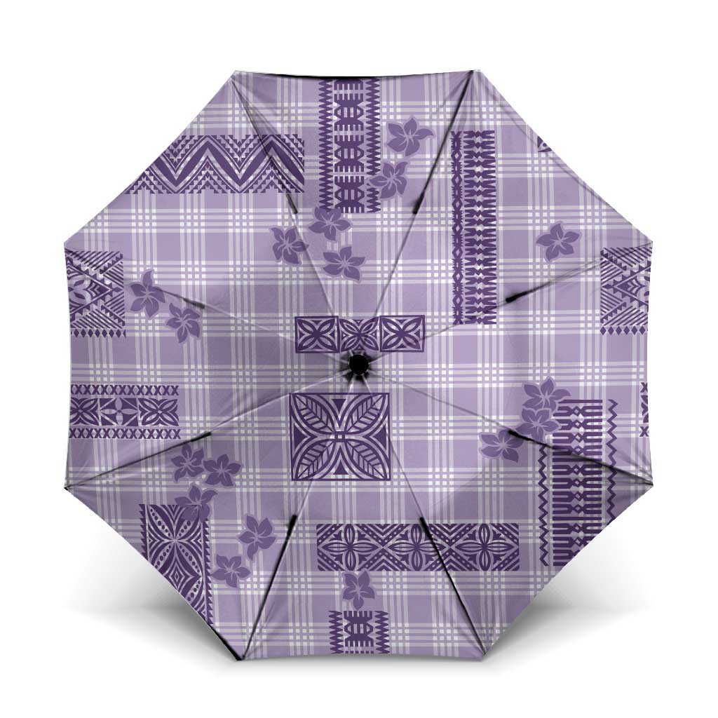 Hawaiian Quilt Tapa On Lilac Palaka Motifs Umbrella LT7 One Size Folded 11.42 inch Opened Diameter 37.4 inch Lilac - Polynesian Pride