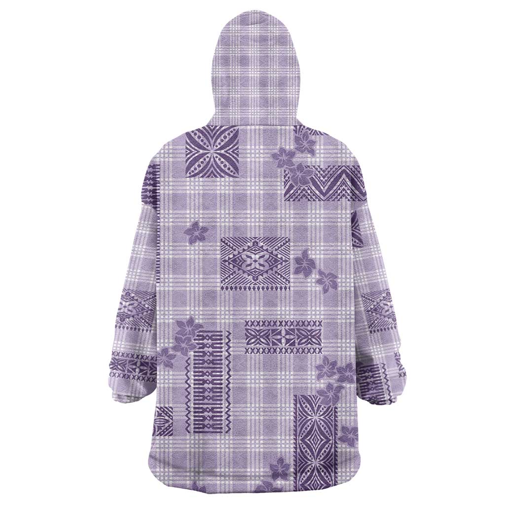 Hawaiian Quilt Tapa On Lilac Palaka Motifs Wearable Blanket Hoodie LT7 - Polynesian Pride