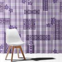 Hawaiian Quilt Tapa On Lilac Palaka Motifs Window Curtain LT7 - Polynesian Pride